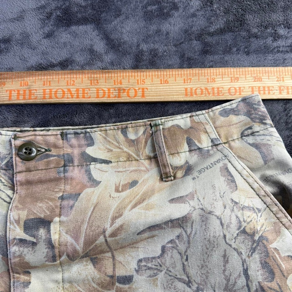 Vintage Camo Cargo Pants Mens 40x28 XL Short Leaf Print Hunting Outdoors - Picture 2 of 8